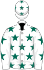 White, dark green stars