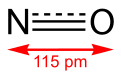 Skeletal formula of nitric oxide with bond length