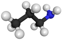 Ball and stick model of propylamine