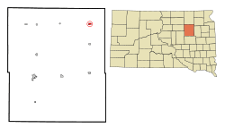 Location in Spink County and the state of South Dakota