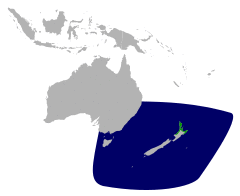 Map showing distribution of grey-faced petrels.