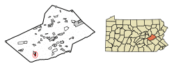 Location of Pine Grove in Schuylkill County, Pennsylvania.