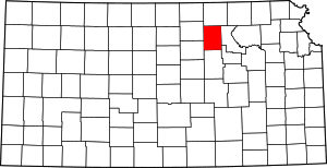 Map of Kansas highlighting Clay County