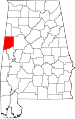 State map highlighting Pickens County