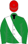 Green, white sash, red cap