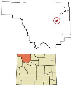 Location of Cody in Park County, Wyoming.