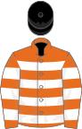 Orange and white hoops, black cap