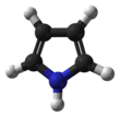 Ball-and-stick model of the pyrrole molecule