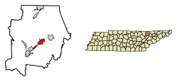 Location of La Follette in Campbell County, Tennessee.