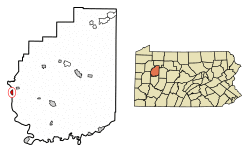Location of Foxburg in Clarion County, Pennsylvania.