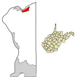 Location of Chester in Hancock County, West Virginia.