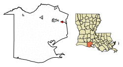 Location of Erath in Vermilion Parish, Louisiana.