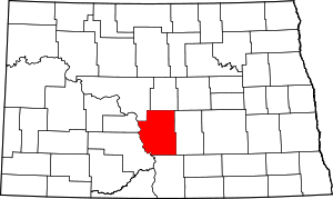 Map of North Dakota highlighting Burleigh County