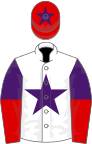 White, Purple star, Purple and Red halved sleeves, Red cap, Purple star