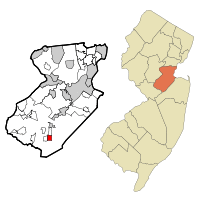 Map of Concordia CDP in Middlesex County. Inset: Location of Middlesex County in New Jersey.