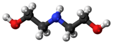 Ball-and-stick model of the diethanolamine molecule