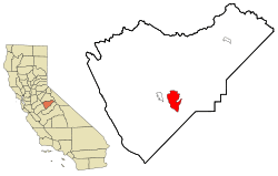 Location in Mariposa County and the state of California