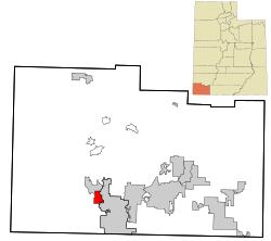 Location in Washington County and the state of Utah