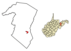 Location of Petersburg in Grant County, West Virginia.