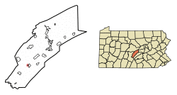 Location of McVeytown in Mifflin County, Pennsylvania.