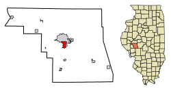 Location of South Jacksonville in Morgan County, Illinois.
