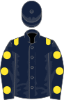 Dark blue, yellow epaulets, dark blue sleeves, yellow spots