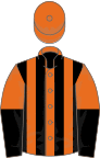 Orange and black stripes, halved sleeves, orange cap