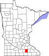 State map highlighting Steele County