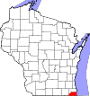 State map highlighting Kenosha County