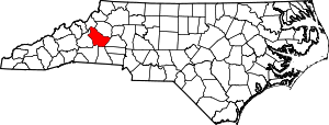 Map of North Carolina highlighting Burke County