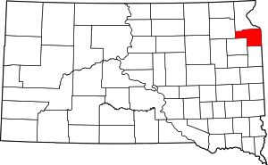 Map of South Dakota highlighting Grant County