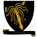 A coat of arms showing a golden kraken on a black field