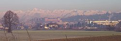 Panorama of Moncalieri in the mist