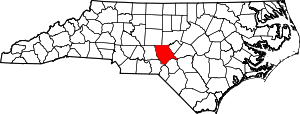 Map of North Carolina highlighting Moore County