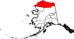 Location in North Slope Borough and the state of Alaska