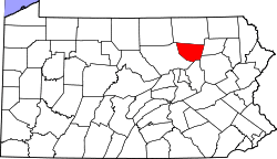 Map of Pennsylvania highlighting Sullivan County