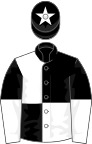 Black and white (quartered), halved sleeves, black cap, white star