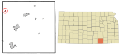 Location within Cowley County and Kansas