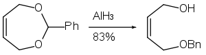 Acetal reduction using aluminium hydride