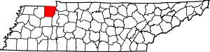 Map of Tennessee highlighting Henry County