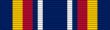 A dark blue military ribbon with a thick yellow stripe, thick red stripe, space and then a white stripe, then mirrored on the other side