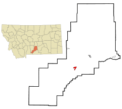 Location of Absarokee, Montana
