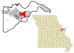 Location of St. Peters in Missouri