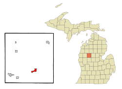 Location of Evart, Michigan