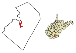 Location of Hinton in Summers County, West Virginia.