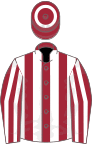 MAROON and WHITE STRIPES, maroon cap, white hoop