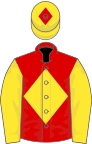 Red, Yellow diamond and sleeves, Yellow cap, Red diamond