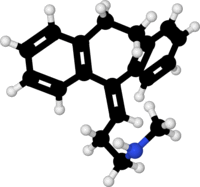 Ball-and-stick model of the nortriptyline molecule