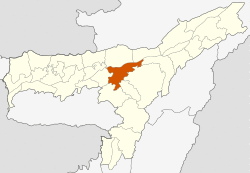 Location of Nagaon district in Assam