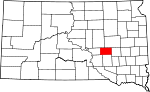 State map highlighting Jerauld County